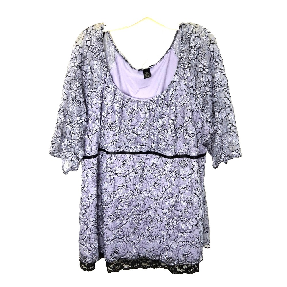 Studio 1940 Floral Mesh Lined Tunic Top Plus Size 26/28 Layered Lagenlook